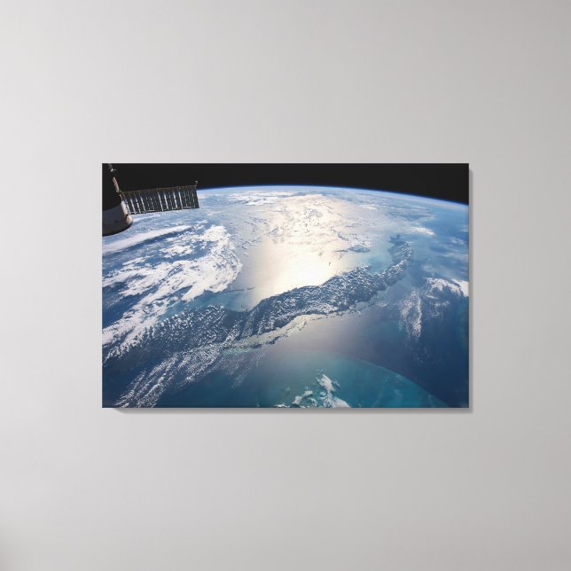 Lienzo La Estación Espacial Internacional Sobre El Atlánt (Anverso)