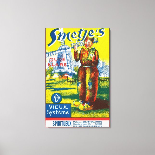 Lienzo La etiqueta vitivinícola de Smetje (Anverso)