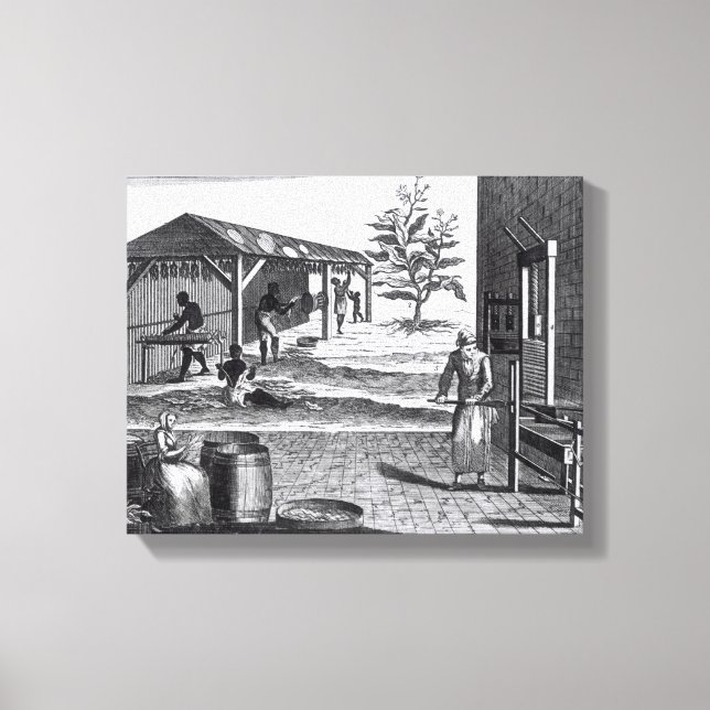 Lienzo La fábrica de tabaco en diferentes ramas (Anverso)