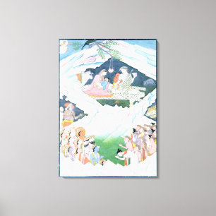 Lienzo La familia santa de Shiva y de Parvati