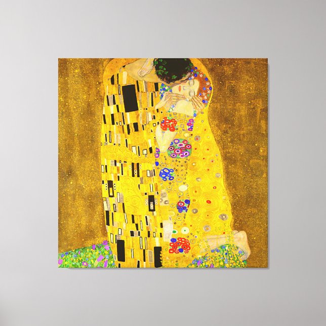 Lienzo La famosa pintura de Gustav Klimt en The Kiss. (Anverso)