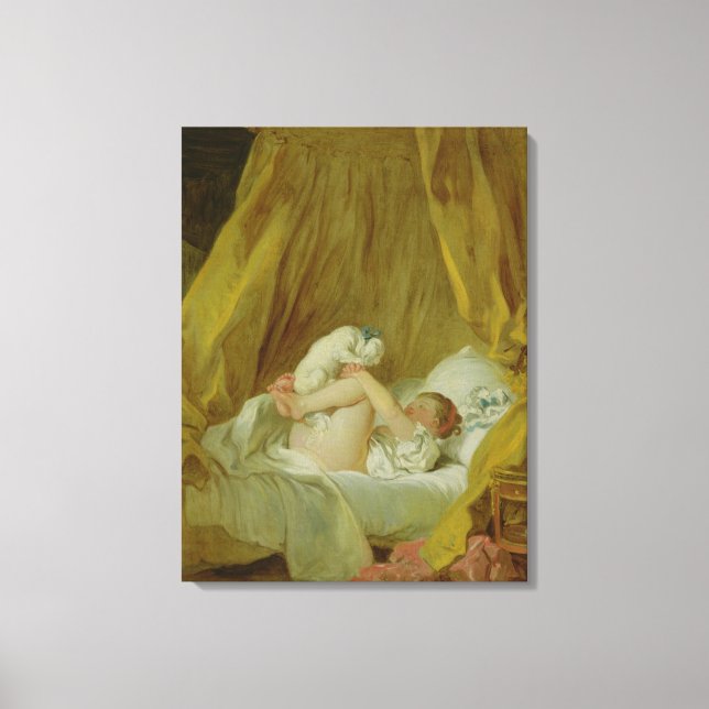 Lienzo 'La Gimblette', Chica con perro, c.1770 (aceite so (Anverso)