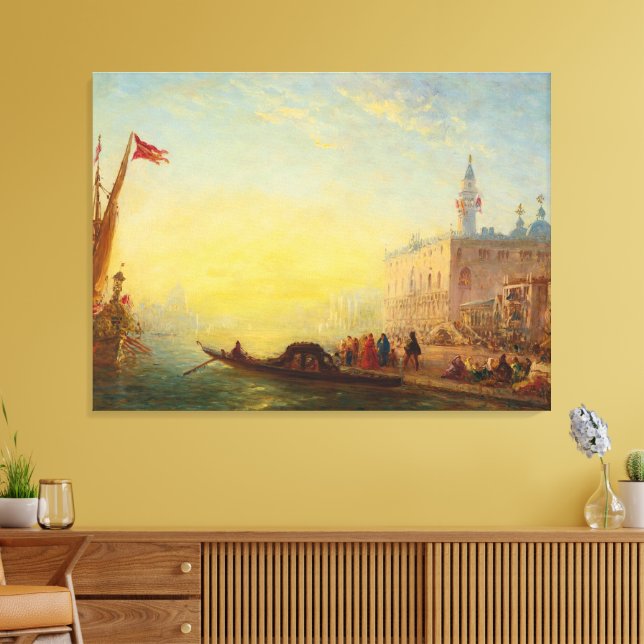 Lienzo La Gondole, Quai Des Esclavons – Félix Ziem (Insitu (Sala de estar))