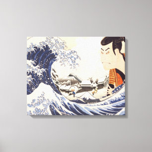Lienzo La gran ola de collages de ukiyoe