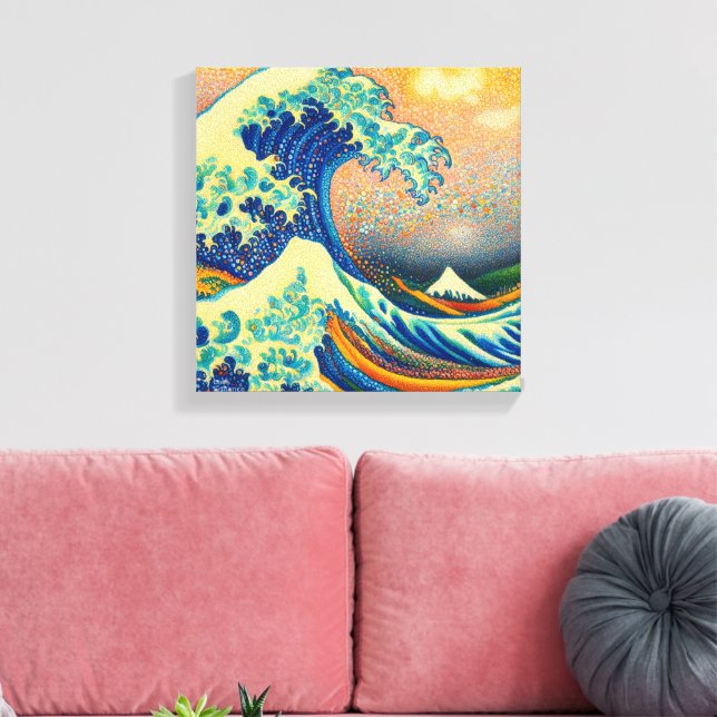 Lienzo La Gran Ola, la ola de Kanagawa v2 (Insitu (Sala de estar))