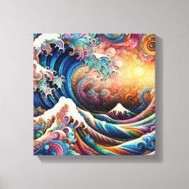 Lienzo La Gran Ola, la ola de Kanagawa v3