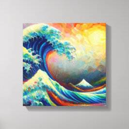Lienzo La Gran Ola, la ola de Kanagawa v4