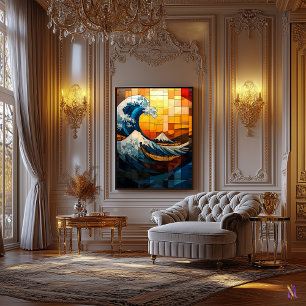 Lienzo La Gran Ola Mosaico de Vidrio Artístico