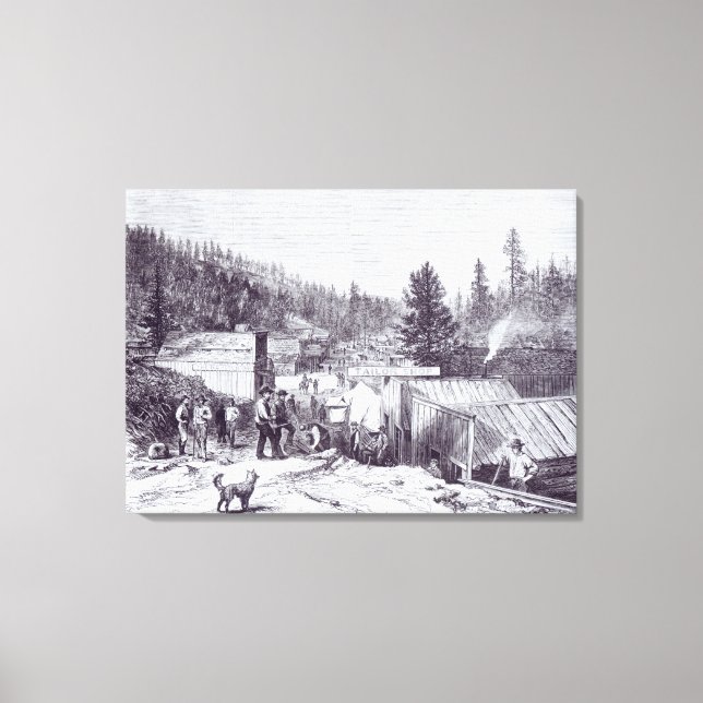 Lienzo La guerra india, ciudad de Deadwood (Anverso)