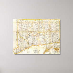 Lienzo La guía de Mendenhall, mapa de camino Connecticut