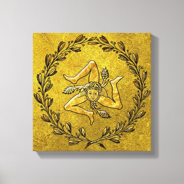 Lienzo La guirnalda de oliva trinacria siciliana en oro (Anverso)