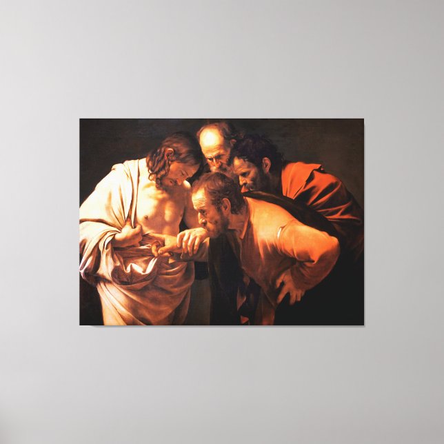 Lienzo La incredulidad de Santo Tomás por Caravaggio (Anverso)