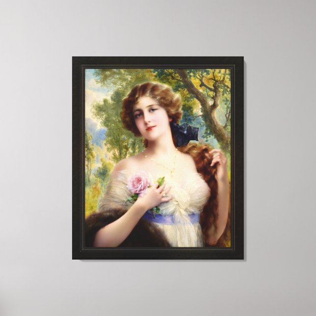 Lienzo La joven con un Rosa de Emile Vernon (Anverso)