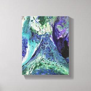 Lienzo La Laguna #1 pintura en acrili azul, verde azulado