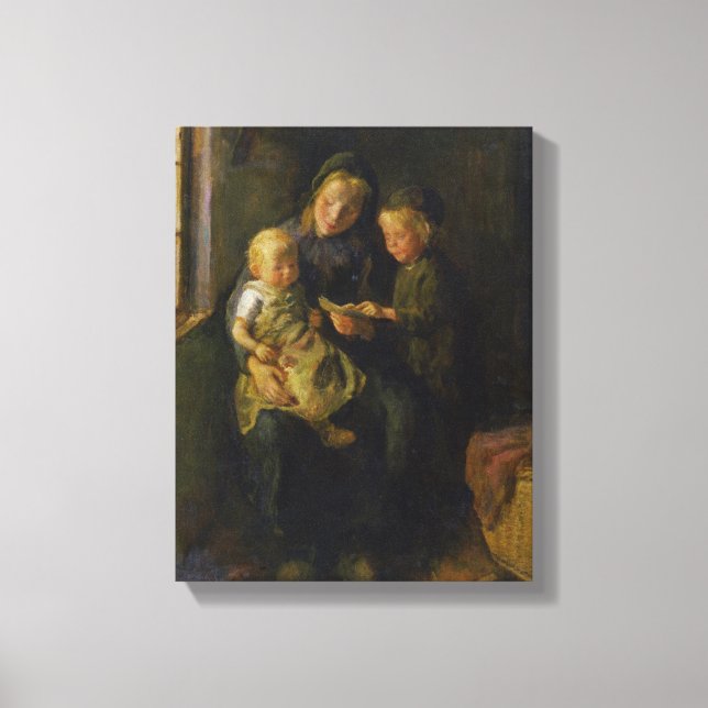 Lienzo La lección de lectura (Anverso)