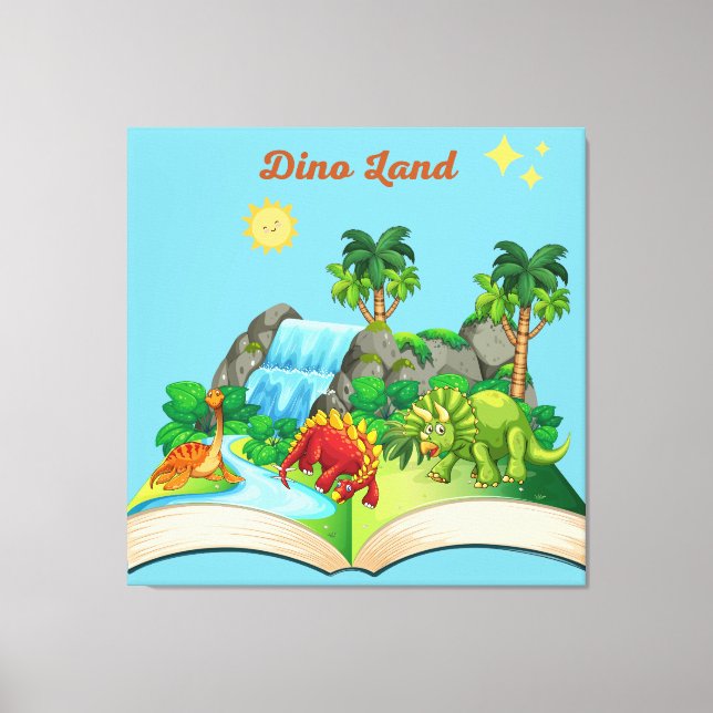 Lienzo La lectura de Dino Land es un libro emergente dive (Anverso)
