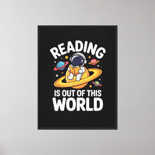 Lienzo La lectura es divertida libros de espacio fuera de