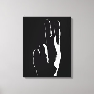 Lienzo la letra K en lenguaje de signos