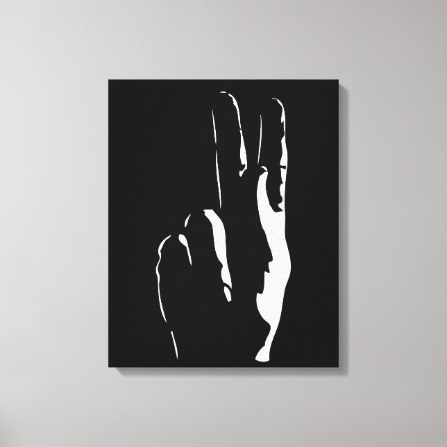 Lienzo la letra K en lenguaje de signos (Anverso)