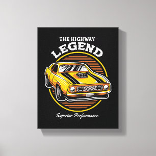 Lienzo La leyenda de la carretera Muscle Car Diseño Retro