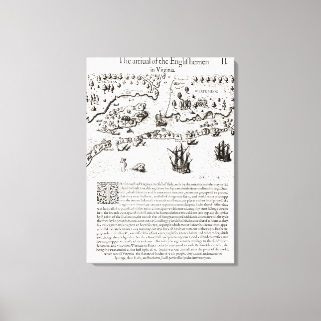 Lienzo La llegada de los ingleses a Virginia (Anverso)