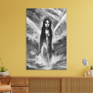 Lienzo La Luna Ángel Oscuro Hada Mujer Gótico Fantasía Ar