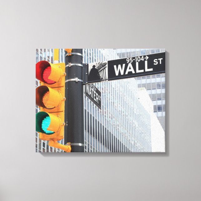 Lienzo La luz del tráfico y el Rótulo de Wall Street (Anverso)