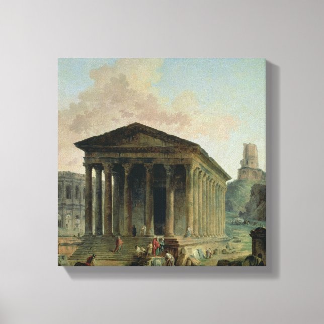 Lienzo La Maison Carree con el anfiteatro (Anverso)