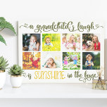 Lienzo La mano del Collage de fotos Laugh 8 de un nieto<br><div class="desc">Crea tu propio personalizado envuelto Lienzo para los abuelos especiales. La frase dice "la risa de un nieto es el sol en la casa" y está escrita en caligrafía ornamental, verde oliva y amarillo dorado. La plantilla está preparada para que usted añada sus propias fotos familiares con los nietos. Las...</div>
