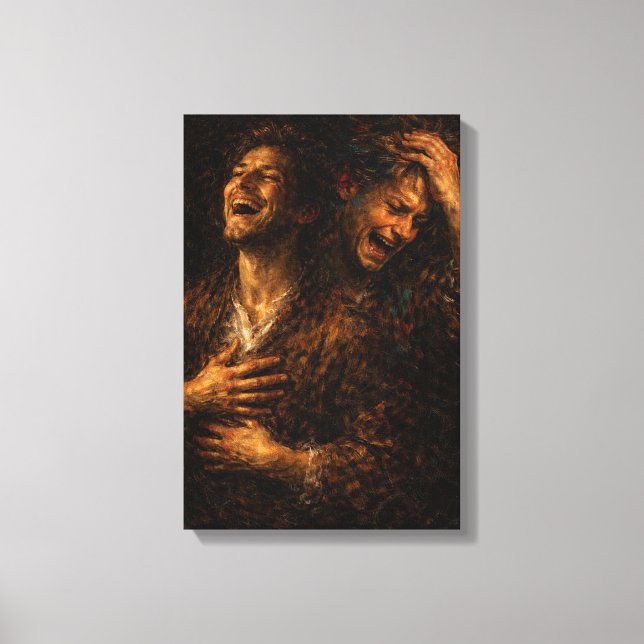 Lienzo La Máscara Sonriente: Retrato de Angustia Interna (Anverso)