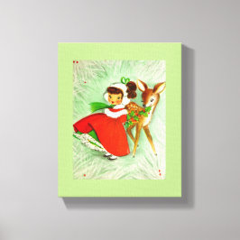 Lienzo La mayoría del navidad hermoso ciervos y chica del