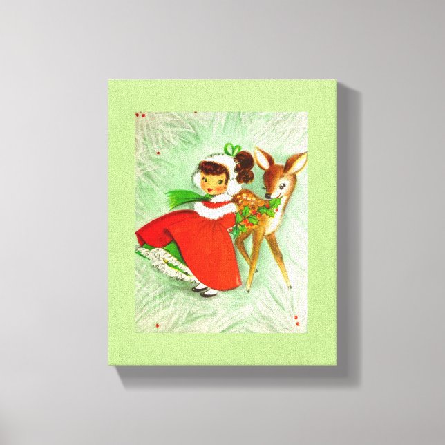 Lienzo La mayoría del navidad hermoso ciervos y chica del (Anverso)