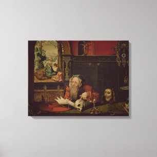 Lienzo La meditación de St Jerome (aceite en el panel)