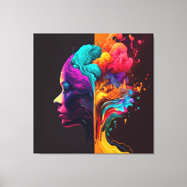 Lienzo La mente de una mujer en movimientos de flujo. (Anverso)