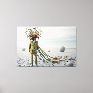 Lienzo La Mente en Flor: Odisea Surrealista del Desierto 