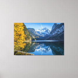 Lienzo La montaña de Dachstein otoño en el lago Gosausee