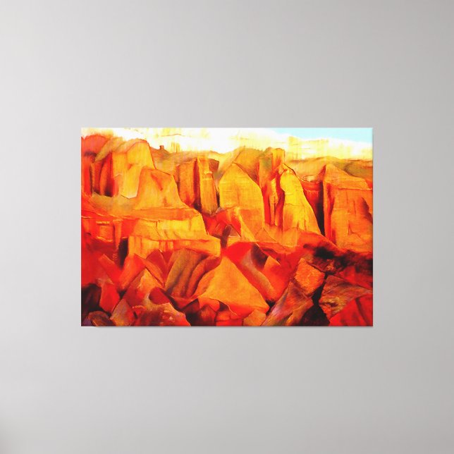 Lienzo La montaña en la pintura al atardecer (Anverso)