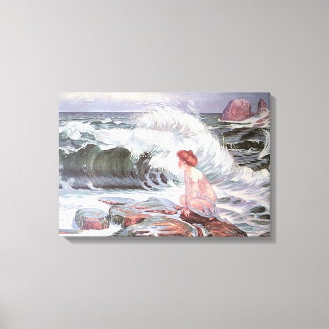 Lienzo La mujer y la ola en la playa (Frantisek Kupka) (Anverso)