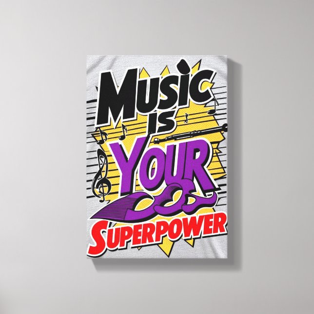 Lienzo La música es su opción de superpoder 3 (Anverso)