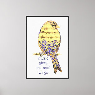 Lienzo La música nos da a mi alma Wings Bird Freedom Note