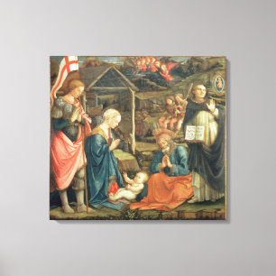 Lienzo La natividad con los SS. Michael y Dominic, 1470