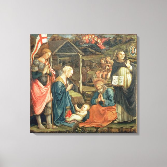 Lienzo La Natividad con SS. Michael y Dominic, 1470 (t (Anverso)