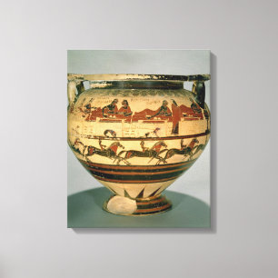 Lienzo La negro-figura temprana columna-krater del
