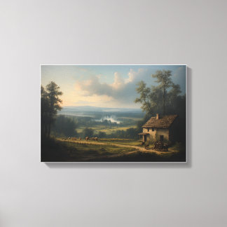 Lienzo La Niebla sobre el Viñedo Matutino