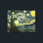 Lienzo La noche estrellada de Vincent van Gogh (1889)<br><div class="desc">Pintura Impresionista de Post Classic 1889, obra de arte que ha pasado al dominio público y hace regalos maravillosos y otros productos. Van Gogh escribió una vez: "A menudo me parece que la noche sigue siendo más rica que el día; con tonos de los más intensos violetas, azules y verdes....</div>