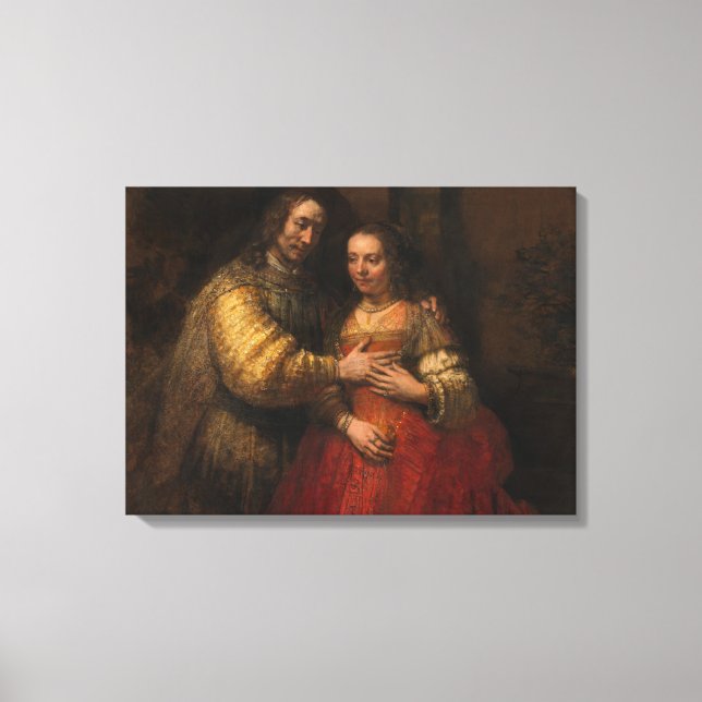 Lienzo La novia judía (por Rembrandt) (Anverso)