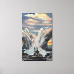 Lienzo La patrullera naval lanza la carga de profundidad