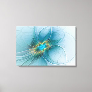 Lienzo La pequeña flor fractal azul oro moderna belleza