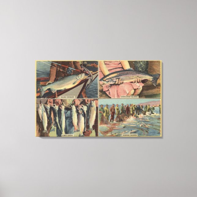 Lienzo "La pesca es buena en el noroeste" - Chinook (Anverso)