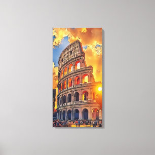 Lienzo La pintura del Coliseo al atardecer Roma, Italia